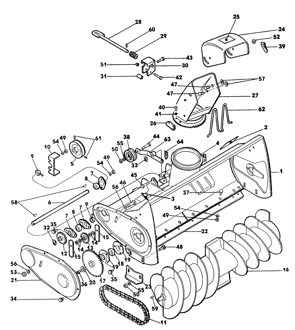 Collector Housing 1 Diagram and Parts List for 62542C (K00000001-K99999999)(1991) Lawn Boy Lawn Tractor
